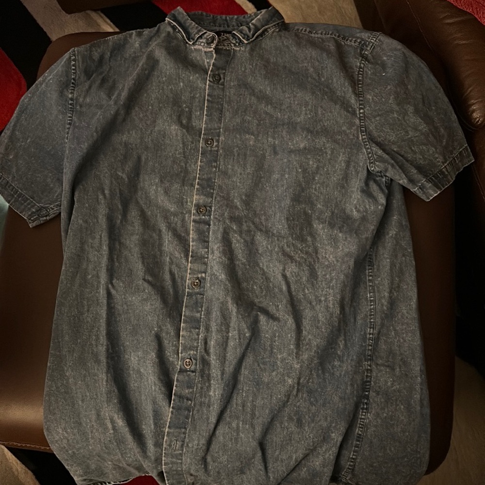 Denim button down collared tee